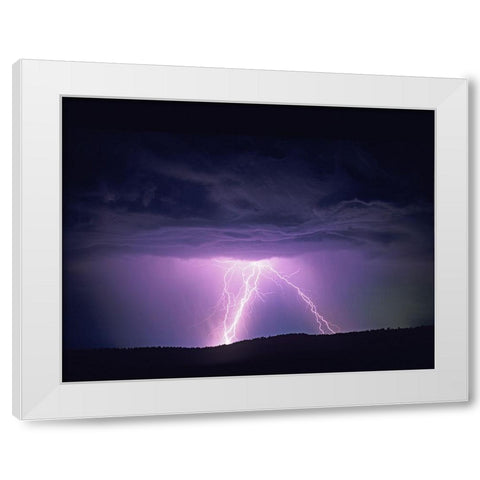 Lightning White Modern Wood Framed Art Print by Frates, Dennis