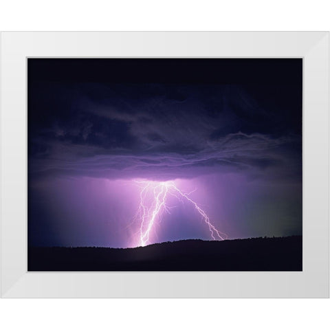 Lightning White Modern Wood Framed Art Print by Frates, Dennis