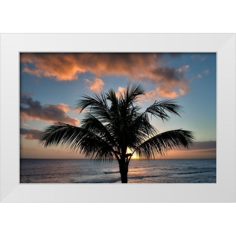 Palm Tree Sunset II White Modern Wood Framed Art Print by Frates, Dennis