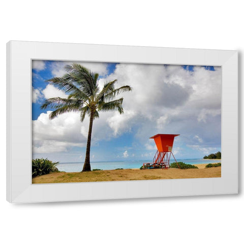 Lifeguard Tower White Modern Wood Framed Art Print by Frates, Dennis