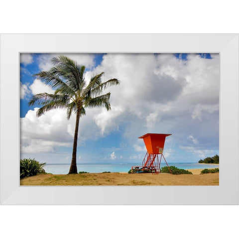 Lifeguard Tower White Modern Wood Framed Art Print by Frates, Dennis