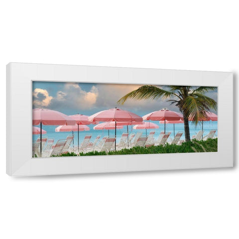 Umbrellas White Modern Wood Framed Art Print by Frates, Dennis