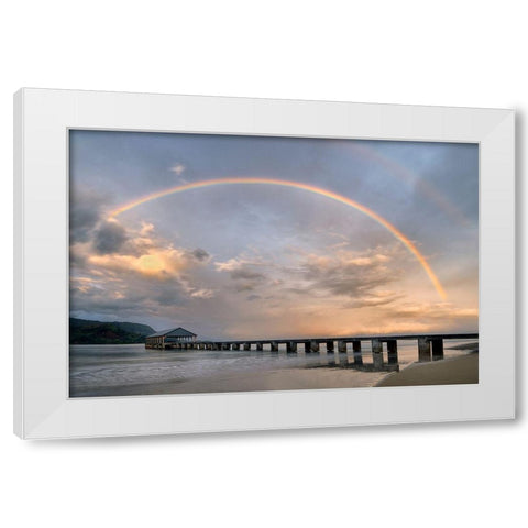 Rainbow Pier White Modern Wood Framed Art Print by Frates, Dennis