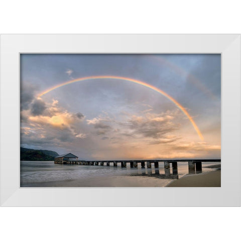 Rainbow Pier White Modern Wood Framed Art Print by Frates, Dennis