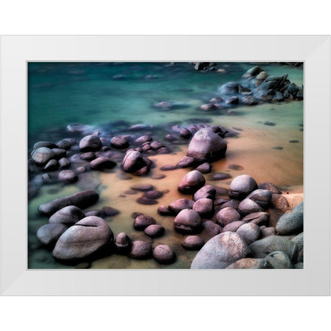 Rocky Beach White Modern Wood Framed Art Print by Frates, Dennis
