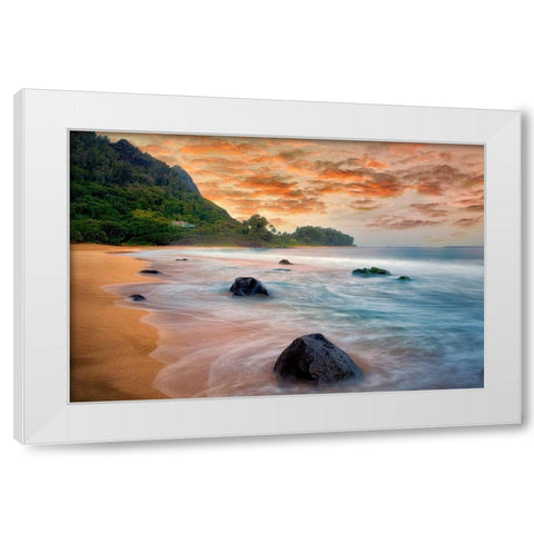 Peachy Keen White Modern Wood Framed Art Print by Frates, Dennis