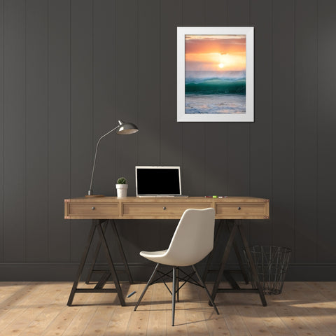 Peachy Green White Modern Wood Framed Art Print by Frates, Dennis