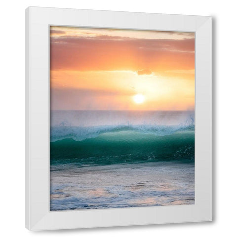 Peachy Green White Modern Wood Framed Art Print by Frates, Dennis