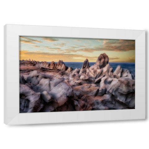 Rocks White Modern Wood Framed Art Print by Frates, Dennis