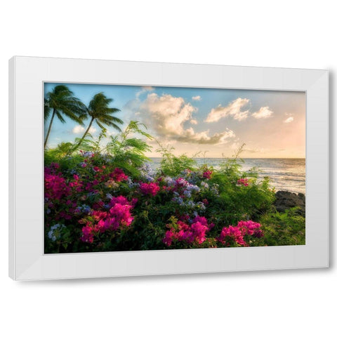 Hot Pink White Modern Wood Framed Art Print by Frates, Dennis