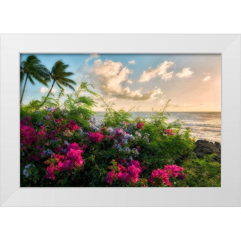 Hot Pink White Modern Wood Framed Art Print by Frates, Dennis