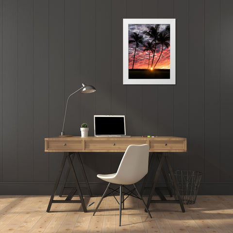 Sunset Silhouette White Modern Wood Framed Art Print by Frates, Dennis