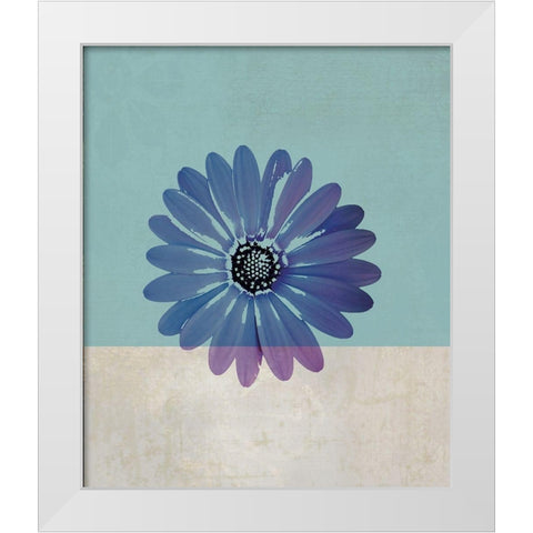 Blue Flower White Modern Wood Framed Art Print by JMB Designs
