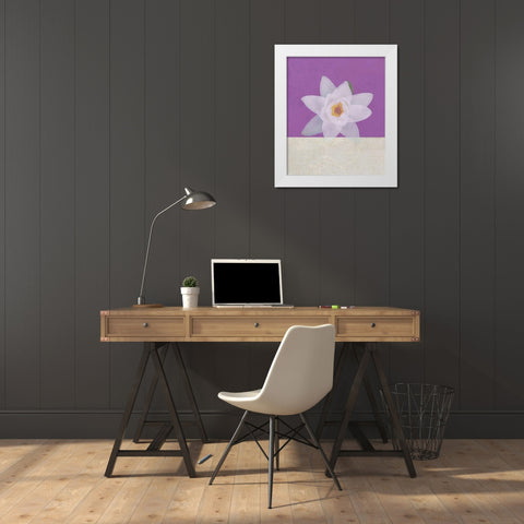 Water Lily White Modern Wood Framed Art Print by JMB Designs