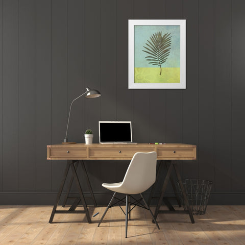 Palm Leaf White Modern Wood Framed Art Print by JMB Designs