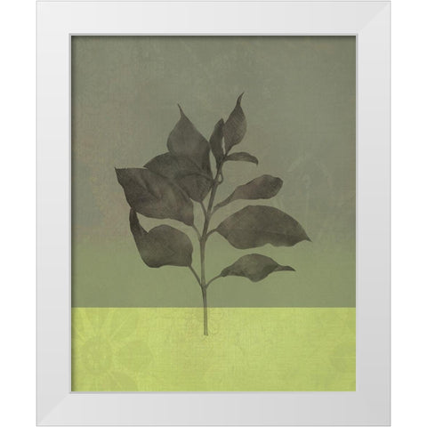 Green Leaves White Modern Wood Framed Art Print by JMB Designs