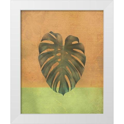 Orange Leaf White Modern Wood Framed Art Print by JMB Designs