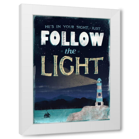 Follow Light White Modern Wood Framed Art Print by JMB Designs