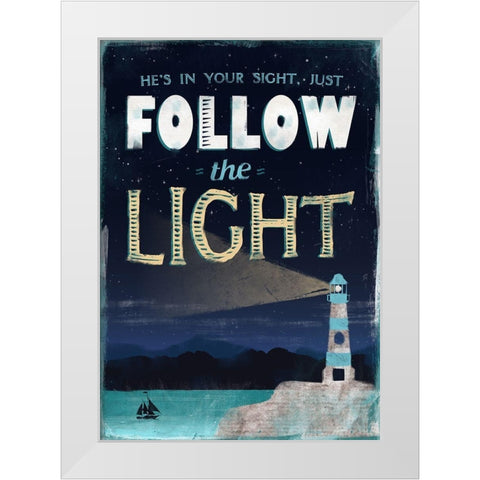 Follow Light White Modern Wood Framed Art Print by JMB Designs