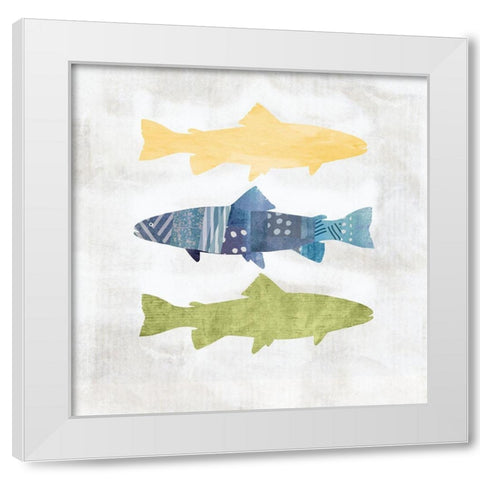 Fish White Modern Wood Framed Art Print by JMB Designs