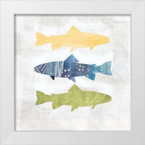 Fish White Modern Wood Framed Art Print by JMB Designs