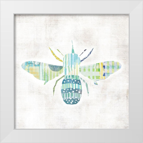 Bee White Modern Wood Framed Art Print by JMB Designs