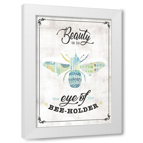 Bee-Holder White Modern Wood Framed Art Print by JMB Designs
