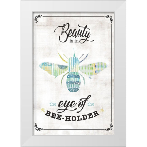 Bee-Holder White Modern Wood Framed Art Print by JMB Designs