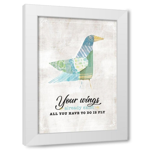 Fly White Modern Wood Framed Art Print by JMB Designs