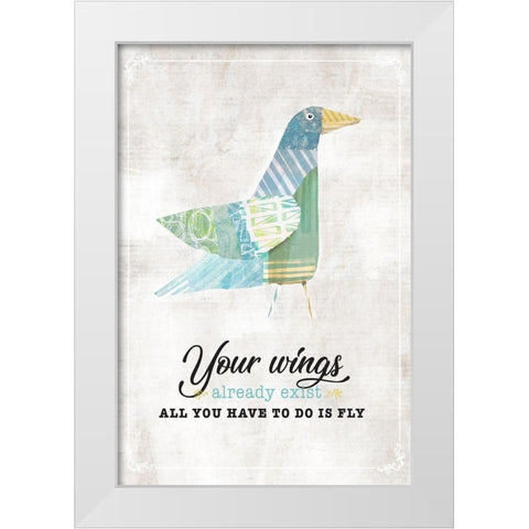 Fly White Modern Wood Framed Art Print by JMB Designs