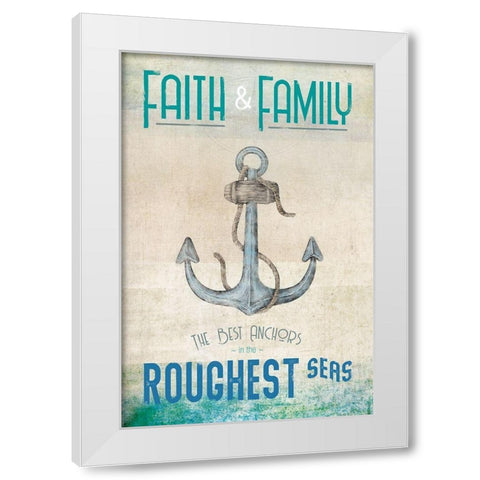 Faith and Family White Modern Wood Framed Art Print by JMB Designs