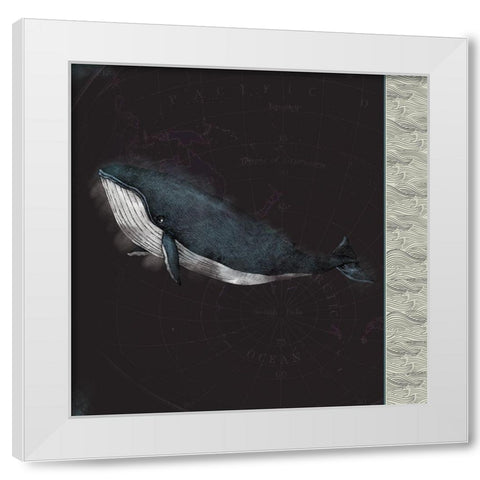 Blue Whale White Modern Wood Framed Art Print by JMB Designs