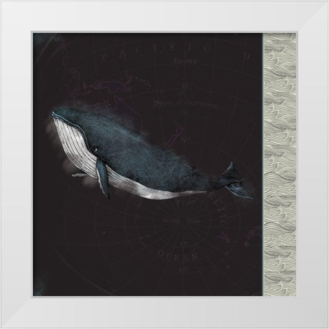 Blue Whale White Modern Wood Framed Art Print by JMB Designs