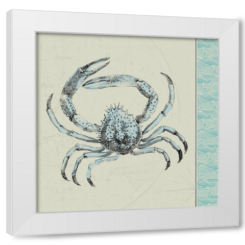 Crab White Modern Wood Framed Art Print by JMB Designs