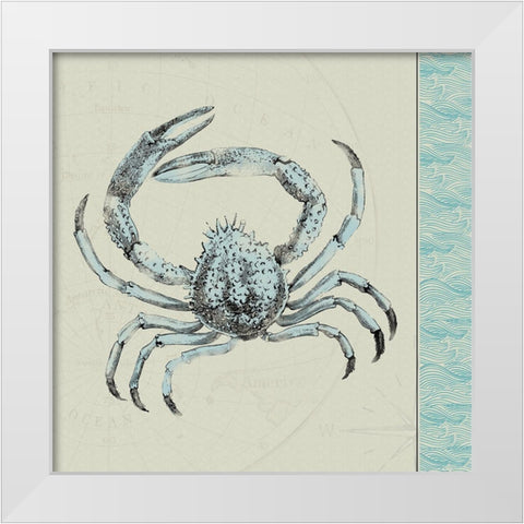 Crab White Modern Wood Framed Art Print by JMB Designs
