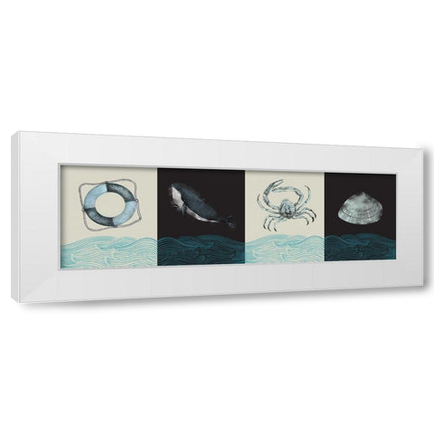 Nautical Pattern White Modern Wood Framed Art Print by JMB Designs