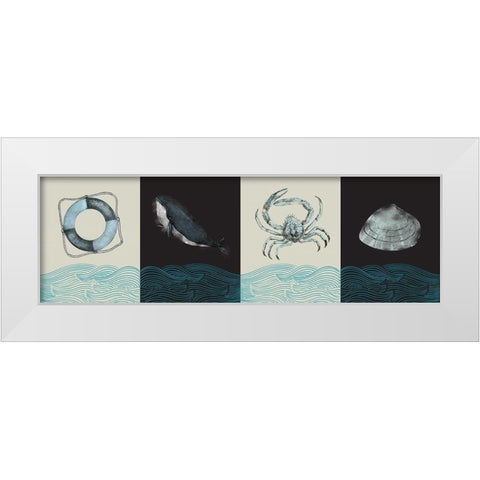 Nautical Pattern White Modern Wood Framed Art Print by JMB Designs