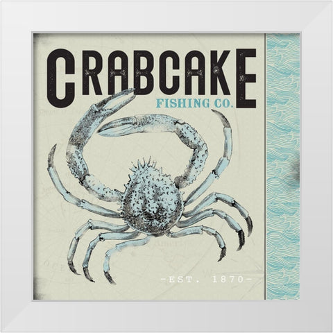 Crabcake White Modern Wood Framed Art Print by JMB Designs