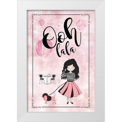 Ooh Lala White Modern Wood Framed Art Print by JMB Designs