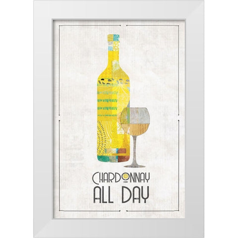 Chardonnay All day White Modern Wood Framed Art Print by JMB Designs