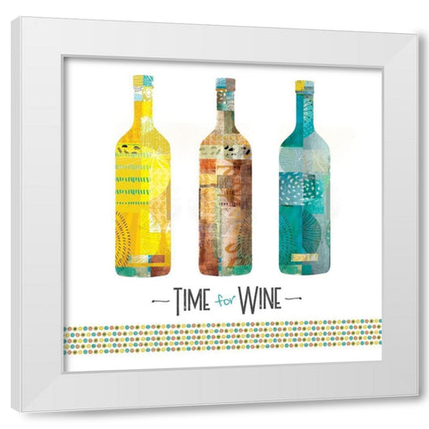 Time for Wine White Modern Wood Framed Art Print by JMB Designs
