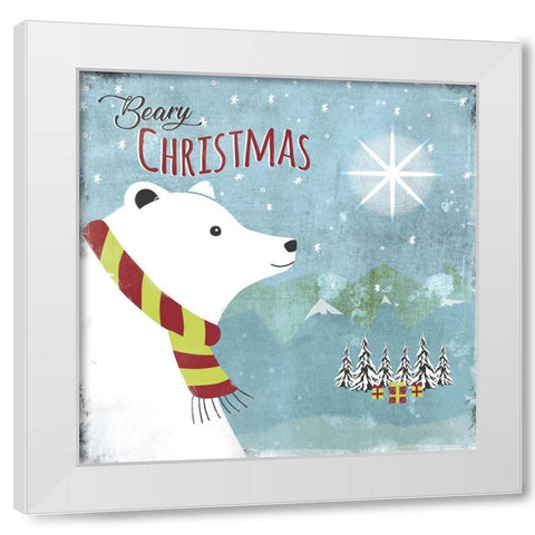 Beary Christmas White Modern Wood Framed Art Print by JMB Designs