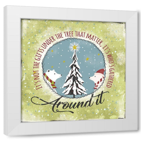 Gathered Around Tree White Modern Wood Framed Art Print by JMB Designs