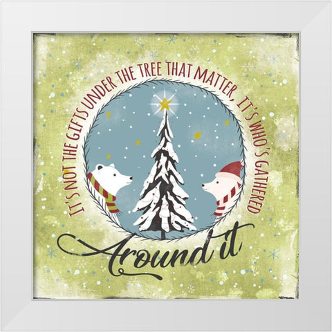 Gathered Around Tree White Modern Wood Framed Art Print by JMB Designs