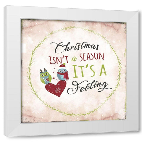 Christmas is a Feeling White Modern Wood Framed Art Print by JMB Designs