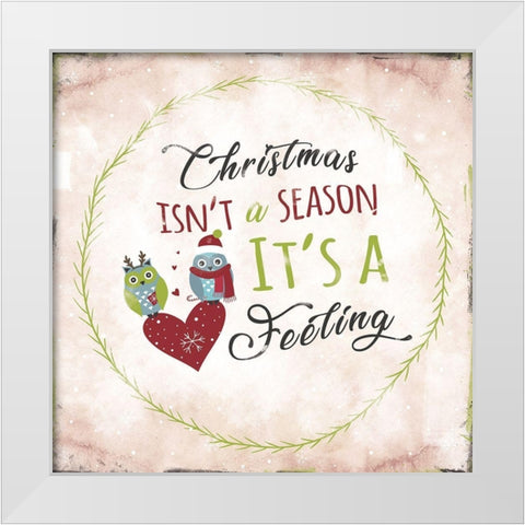 Christmas is a Feeling White Modern Wood Framed Art Print by JMB Designs