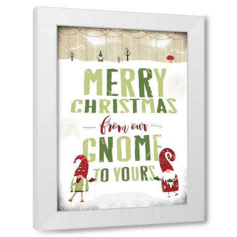 Gnome Christmas White Modern Wood Framed Art Print by JMB Designs