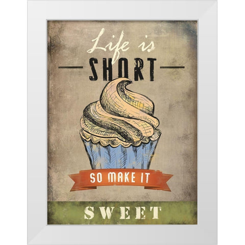 Life is Short White Modern Wood Framed Art Print by JMB Designs