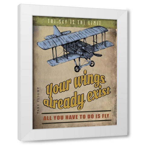 Spread Wings White Modern Wood Framed Art Print by JMB Designs