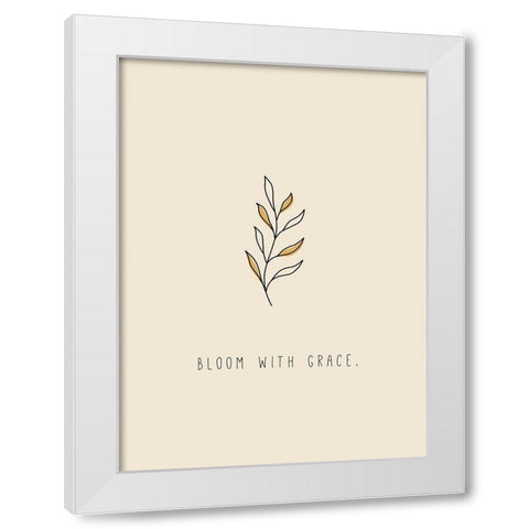 Bloom with Grace White Modern Wood Framed Art Print by JMB Designs